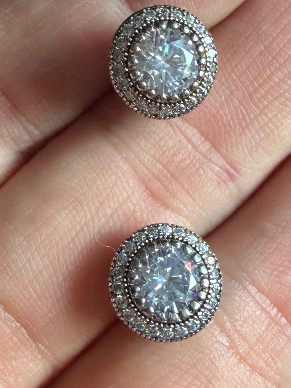 925 silver CZ Classic Round Halo Stud Earrings